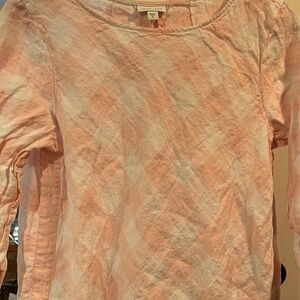J. Jill Pink and White Linen Top